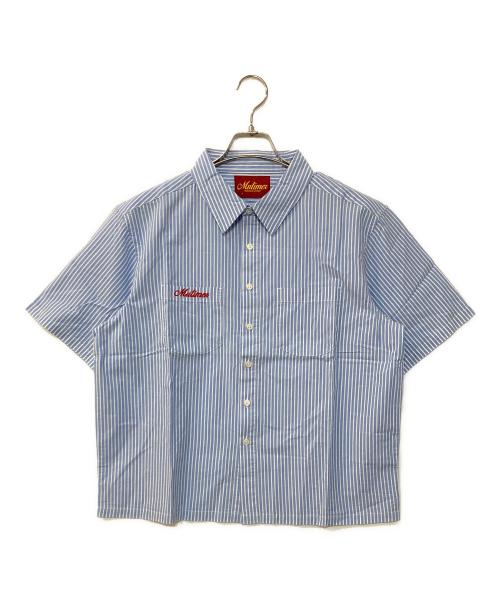 mutimer（ミューティマー）mutimer (ミューティマー) 短丈ストライプシャツ ブルー サイズ:Sの古着・服飾アイテム
