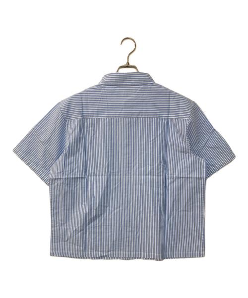 mutimer（ミューティマー）mutimer (ミューティマー) 短丈ストライプシャツ ブルー サイズ:Sの古着・服飾アイテム