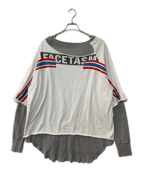 FACETASM（ファセッタズム）FACETASM (ファセッタズム) LAYERED LONGSLEEVE TEE ホワイト×グレー サイズ:5の古着・服飾アイテム