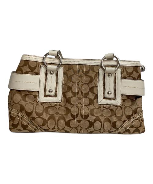 COACH（コーチ）COACH (コーチ) シグネチャートートバッグ ベージュ×ホワイトの古着・服飾アイテム