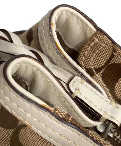 COACH（コーチ）COACH (コーチ) シグネチャートートバッグ ベージュ×ホワイトの古着・服飾アイテム