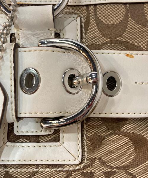 COACH（コーチ）COACH (コーチ) シグネチャートートバッグ ベージュ×ホワイトの古着・服飾アイテム
