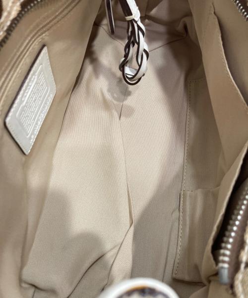 COACH（コーチ）COACH (コーチ) シグネチャートートバッグ ベージュ×ホワイトの古着・服飾アイテム