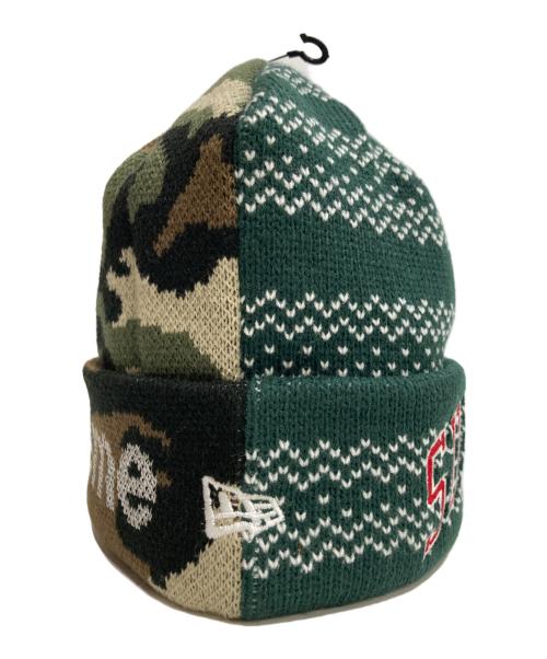 SUPREME（シュプリーム）SUPREME (シュプリーム) New Era (ニューエラ) split beanie ビーニー グリーン×ブラウンの古着・服飾アイテム