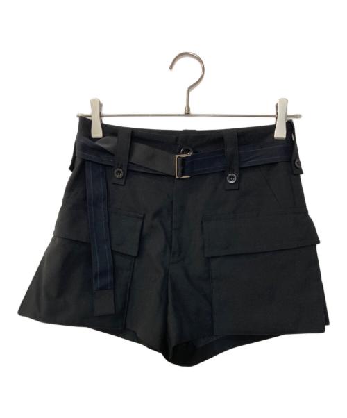 sacai（サカイ）sacai (サカイ) suiting shorts カーゴショートパンツ ブラックの古着・服飾アイテム