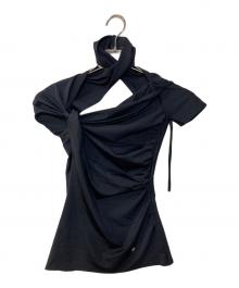 coperni（コペルニ）の古着「Asymmetric Draped Jersey Top アシンメトリック ドレープ ジャージ トップ」｜ブラック