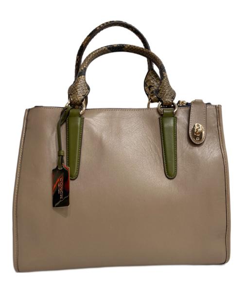 COACH（コーチ）COACH (コーチ) パイソンハンドル 2WAYバッグ ベージュ×ネイビーの古着・服飾アイテム