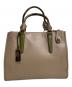 中古・古着 COACH (コーチ) パイソンハンドル 2WAYバッグ ベージュ×ネイビー：8000円