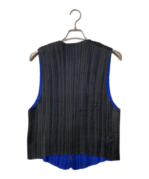 ISSEY MIYAKE MEN（イッセイミヤケメン）ISSEY MIYAKE MEN (イッセイミヤケメン) プリーツジレ ブルー×ブラック サイズ:Mの古着・服飾アイテム