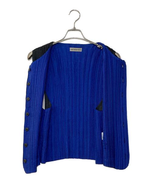 ISSEY MIYAKE MEN（イッセイミヤケメン）ISSEY MIYAKE MEN (イッセイミヤケメン) プリーツジレ ブルー×ブラック サイズ:Mの古着・服飾アイテム