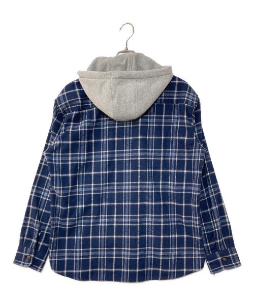 FREE PLANET（フリープラネット）FREE PLANET (フリープラネット) Hooded Plaid Flannel Shirts ブルー サイズ:Mの古着・服飾アイテム