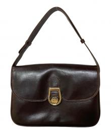 GUCCI（グッチ）の古着「GGフラップレザーショルダーバッグ」｜ブラウン