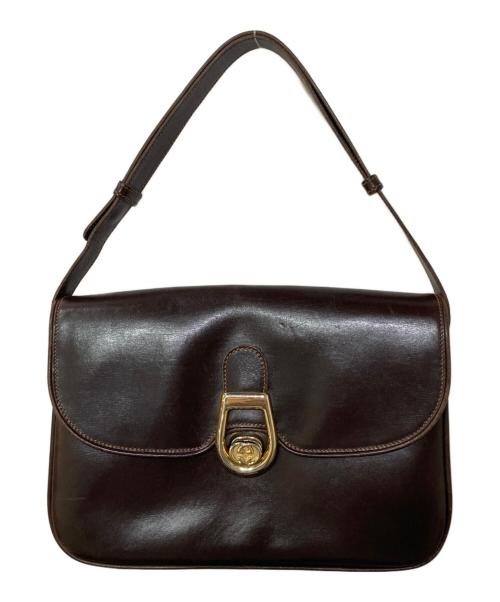GUCCI（グッチ）GUCCI (グッチ) GGフラップレザーショルダーバッグ ブラウン サイズ:-の古着・服飾アイテム