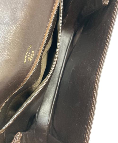GUCCI（グッチ）GUCCI (グッチ) GGフラップレザーショルダーバッグ ブラウン サイズ:-の古着・服飾アイテム