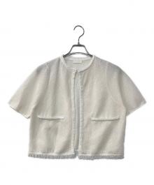 BALLSEY（ボールジィ）の古着「ダブルフェイスノット ハーフスリーブカーディガン」｜ホワイト