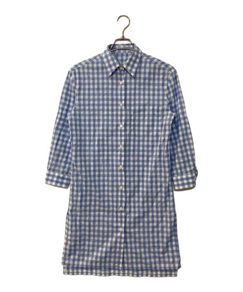 PRADA（プラダ）PRADA (プラダ) ギンガムチェック シャツワンピース ブルー サイズ:36の古着・服飾アイテム