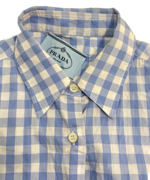 PRADA（プラダ）PRADA (プラダ) ギンガムチェック シャツワンピース ブルー サイズ:36の古着・服飾アイテム