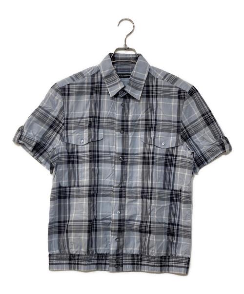 DOLCE & GABBANA（ドルチェ＆ガッバーナ）DOLCE & GABBANA (ドルチェ＆ガッバーナ) チェック半袖シャツ ブルー サイズ:40の古着・服飾アイテム