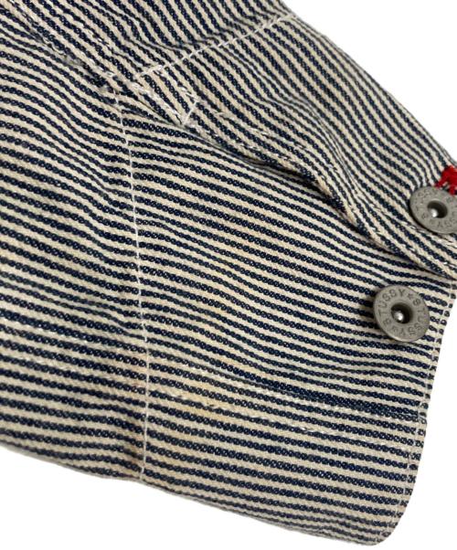 stussy（ステューシー）stussy (ステューシー) 刺繍ヒッコリーカバーオール ネイビー×ホワイト サイズ:Mの古着・服飾アイテム
