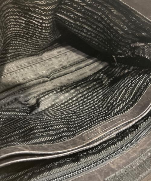 PRADA（プラダ）PRADA (プラダ) フラップ レザートートバッグ ブラックの古着・服飾アイテム