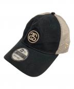 stussyステューシー）の古着「メッシュキャップ/9TWENTY SS LINK TRUCKER CAP」｜ブラック×ホワイト