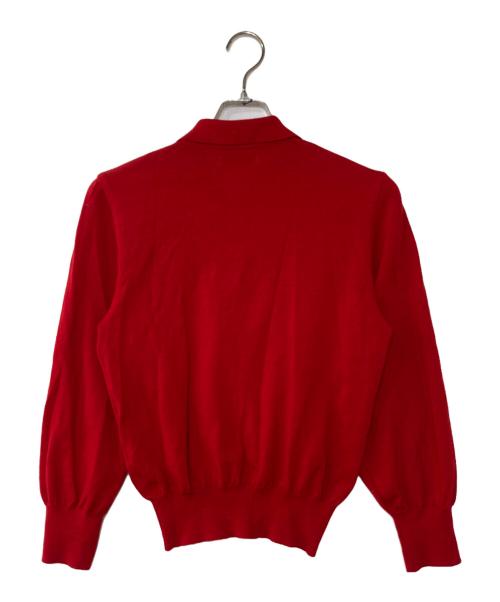 Yves Saint Laurent（イヴサンローラン）Yves Saint Laurent (イヴサンローラン) スタッズロゴニットポロシャツ レッド サイズ:Mの古着・服飾アイテム