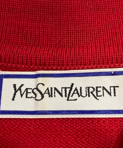 Yves Saint Laurent（イヴサンローラン）Yves Saint Laurent (イヴサンローラン) スタッズロゴニットポロシャツ レッド サイズ:Mの古着・服飾アイテム