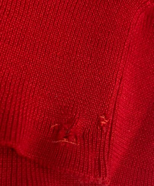 Yves Saint Laurent（イヴサンローラン）Yves Saint Laurent (イヴサンローラン) スタッズロゴニットポロシャツ レッド サイズ:Mの古着・服飾アイテム