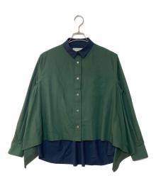 sacai（サカイ）の古着「ドッキングレイヤードシャツ」｜グリーン×ネイビー