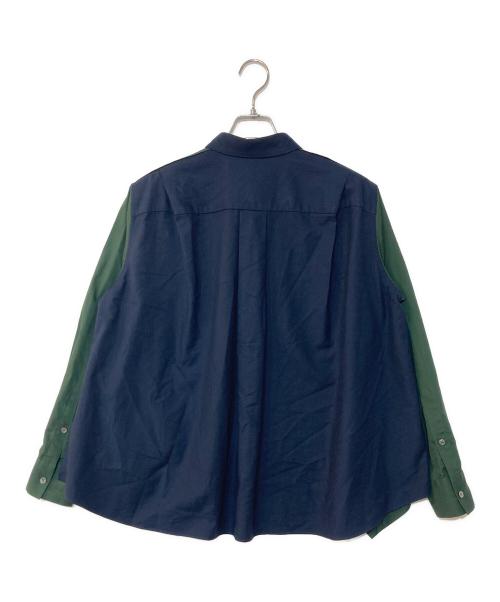 sacai（サカイ）sacai (サカイ) ドッキングレイヤードシャツ グリーン×ネイビー サイズ:3の古着・服飾アイテム