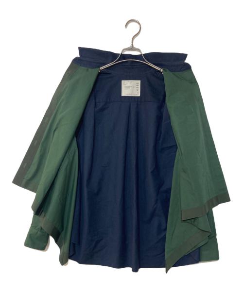 sacai（サカイ）sacai (サカイ) ドッキングレイヤードシャツ グリーン×ネイビー サイズ:3の古着・服飾アイテム