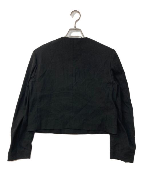 THE SHINZONE（ザ シンゾーン）THE SHINZONE (ザ シンゾーン) COTTON LINEN SHORT JACKET ノーカラージャケット ブラック サイズ:34の古着・服飾アイテム
