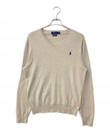POLO RALPH LAUREN（ポロ・ラルフローレン）の古着「Vネックコットンニット」｜ベージュ