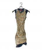 DIESELディーゼル）の古着「D-AYANA X-Ray Floral Mini Dress レイヤードショートドレス」｜イエロー