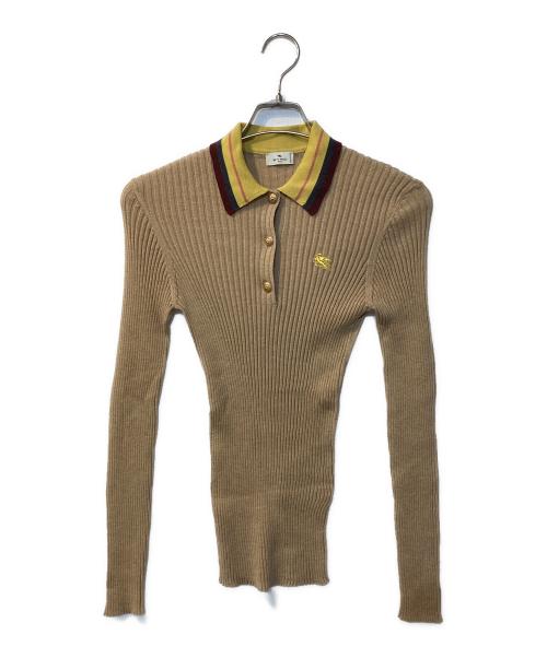 ETRO（エトロ）ETRO (エトロ) リブニットポロシャツ ベージュ サイズ:42の古着・服飾アイテム