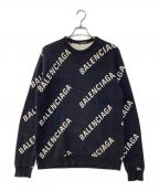 BALENCIAGAバレンシアガ）の古着「ロゴジャガードニット」｜ネイビー