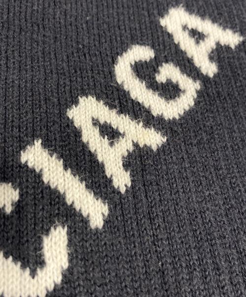BALENCIAGA（バレンシアガ）BALENCIAGA (バレンシアガ) ロゴジャガードニット ネイビー サイズ:Mの古着・服飾アイテム