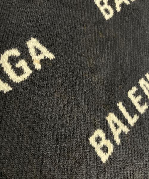 BALENCIAGA（バレンシアガ）BALENCIAGA (バレンシアガ) ロゴジャガードニット ネイビー サイズ:Mの古着・服飾アイテム