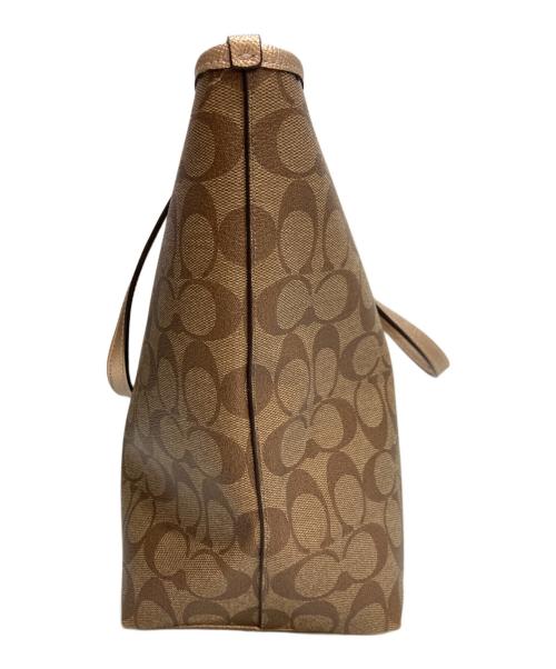 COACH（コーチ）COACH (コーチ) シグネチャーシティ ジップ トート バッグ ベージュの古着・服飾アイテム