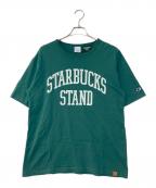 Champion×STARBUCKS COFFEE×BEAMSチャンピオン×スターバックス コーヒー×ビームス）の古着「Champion × STARBUCKS COFFEE × BEAMS Printed T-shirt コラボTシャツ」｜グリーン