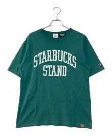Champion×STARBUCKS COFFEE×BEAMS（チャンピオン×スターバックス コーヒー×ビームス）の古着「Champion × STARBUCKS COFFEE × BEAMS Printed T-shirt コラボTシャツ」｜グリーン