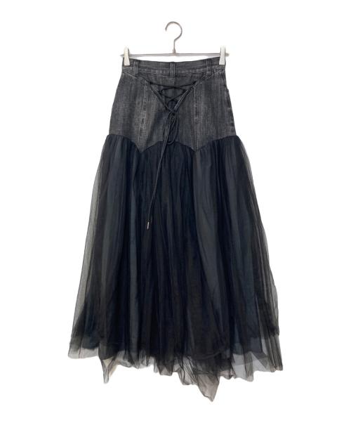 PRANK PROJECT（プランクプロジェクト）PRANK PROJECT (プランクプロジェクト) チュールコンビスカート / Tulle Combo Skirt グレー×ブラック サイズ:36の古着・服飾アイテム