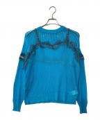 MAISON SPECIALメゾンスペシャル）の古着「Lace-Combi Mesh Knit Pullover/レースコンビニットプルオーバー」｜ブルー