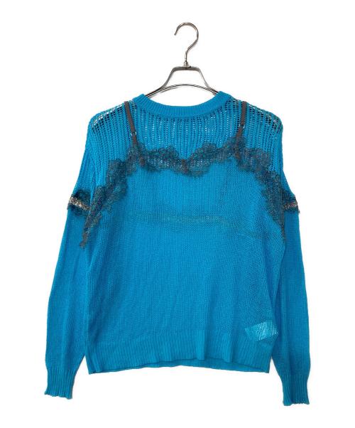 MAISON SPECIAL（メゾンスペシャル）MAISON SPECIAL (メゾンスペシャル) Lace-Combi Mesh Knit Pullover/レースコンビニットプルオーバー ブルー サイズ:FREEの古着・服飾アイテム