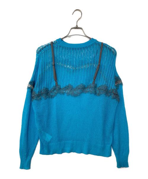 MAISON SPECIAL（メゾンスペシャル）MAISON SPECIAL (メゾンスペシャル) Lace-Combi Mesh Knit Pullover/レースコンビニットプルオーバー ブルー サイズ:FREEの古着・服飾アイテム