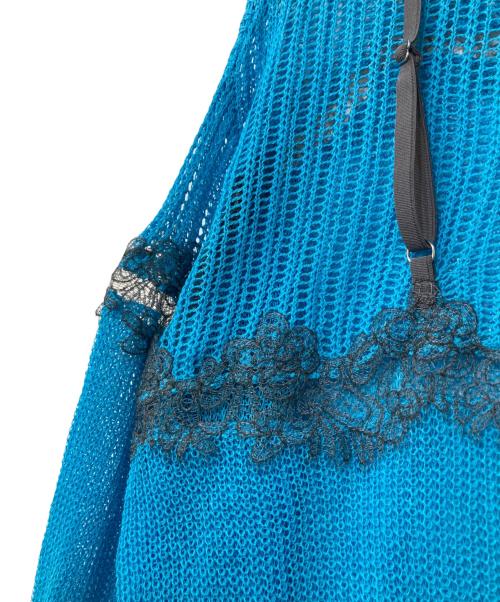 MAISON SPECIAL（メゾンスペシャル）MAISON SPECIAL (メゾンスペシャル) Lace-Combi Mesh Knit Pullover/レースコンビニットプルオーバー ブルー サイズ:FREEの古着・服飾アイテム