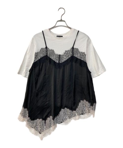 MAISON SPECIAL（メゾンスペシャル）MAISON SPECIAL (メゾンスペシャル) Lace Docking Layered TEE レースドッキングレイヤードTEE ホワイト×ブラック サイズ:FREEの古着・服飾アイテム