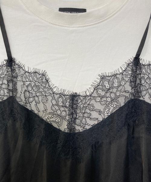 MAISON SPECIAL（メゾンスペシャル）MAISON SPECIAL (メゾンスペシャル) Lace Docking Layered TEE レースドッキングレイヤードTEE ホワイト×ブラック サイズ:FREEの古着・服飾アイテム