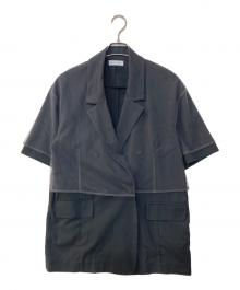 MAISON SPECIAL（メゾンスペシャル）の古着「See-through Layered Half Sleeve Jacket/シースルーレイヤードハーフスリーブジャケット」｜ブラック
