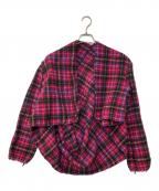 tricot COMME des GARCONSトリココムデギャルソン）の古着「ウール縮絨チェックジャケット」｜レッド×ピンク